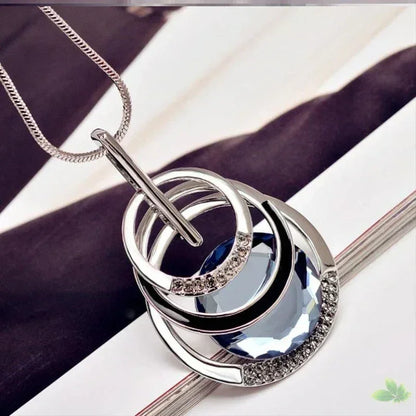 New Arrival Long Necklaces for Women 2024 Fashion Gray Crystal Choker Collier Femme Statement Necklaces &amp; Pendants Accessories