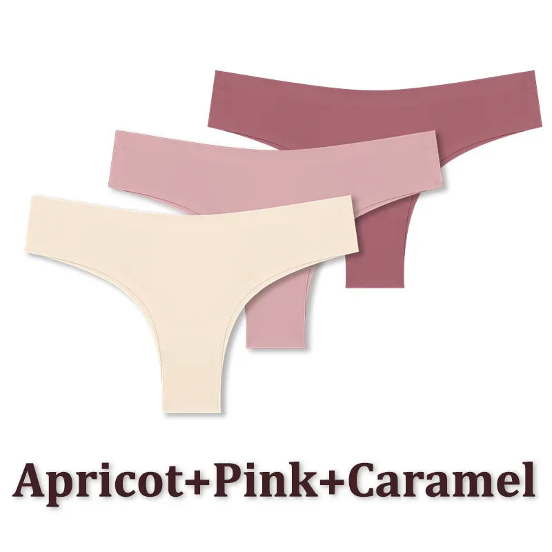 3-Piece Seamless Brazilian Panties Set – Ultra-Thin Ice Silk Underwear