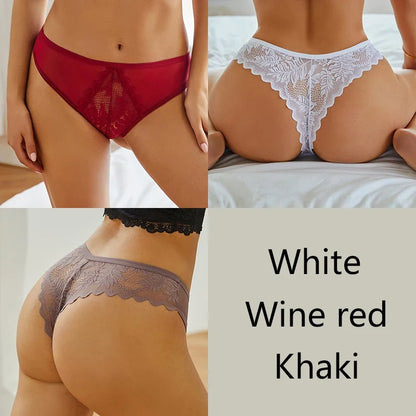 3-Piece Lace Thong Set for Women — Sexy Low-Rise G-String Panties