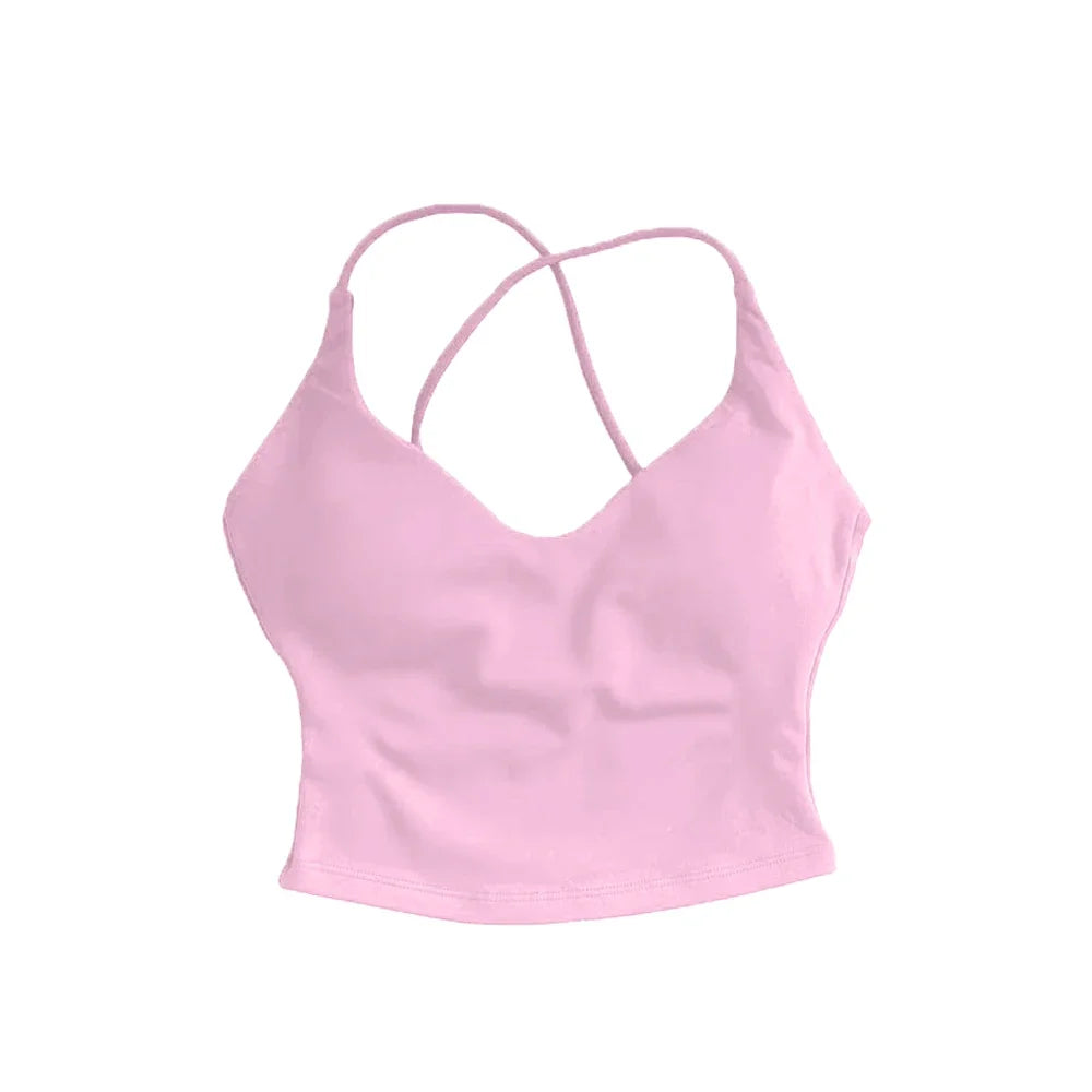 NCLAGEN Dynamic Strappy Top Gym Clothes High Support Push-up Fitness Tank Top Back Cross Workout Pilates Yoga Running sports Bra