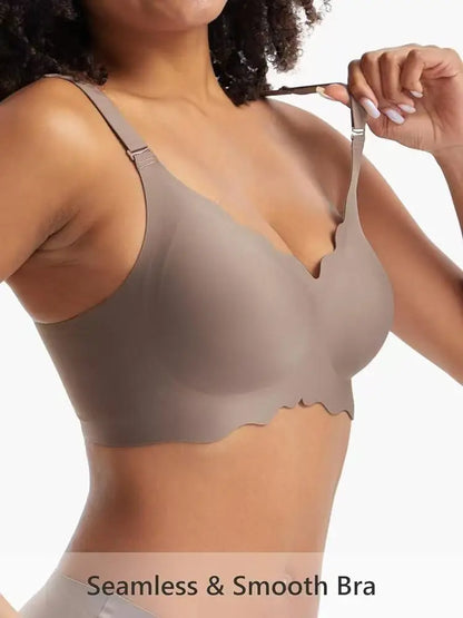 Plus-size Jelly-like Wire-free Bra Thin Molded Cups with A Wire-free Design Comfortable and Breathable Underwear Push Up
