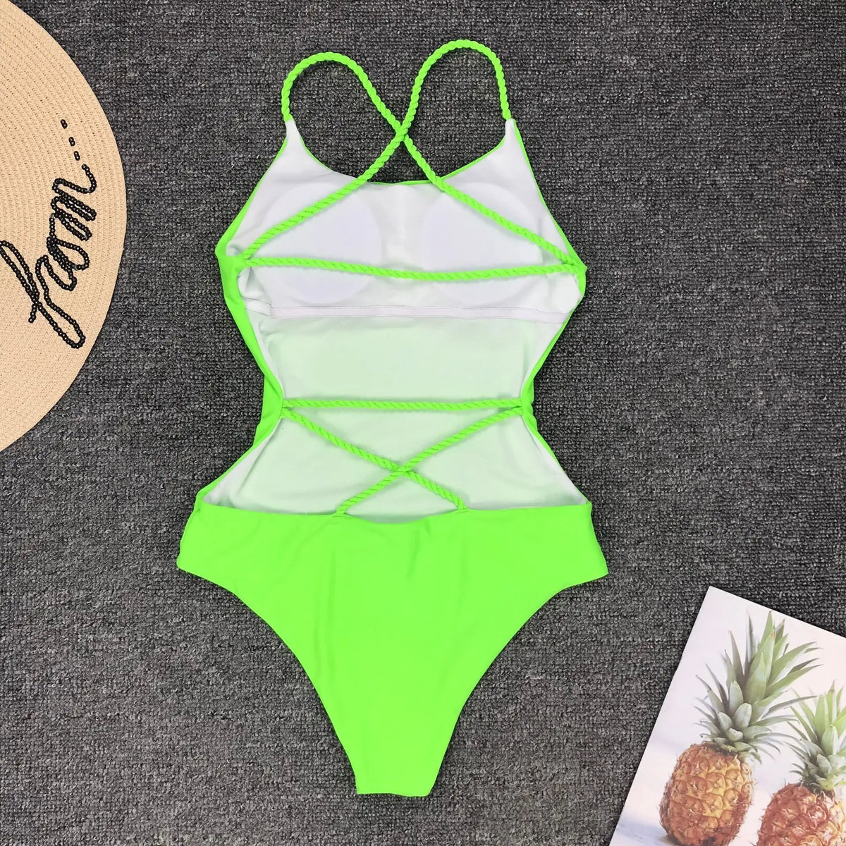 DEKA Women Solid Backless One Piece Swimsuit Sexy Bandage Swimwear Monokini High Cut Bathing Suit Swim Bodysuit