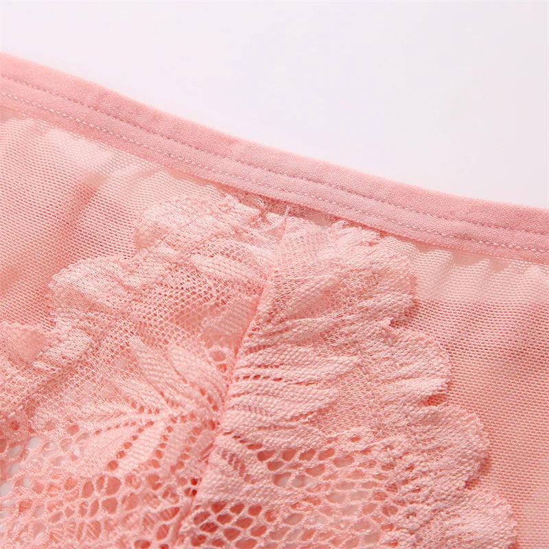3-Piece Lace Thong Set for Women — Sexy Low-Rise G-String Panties