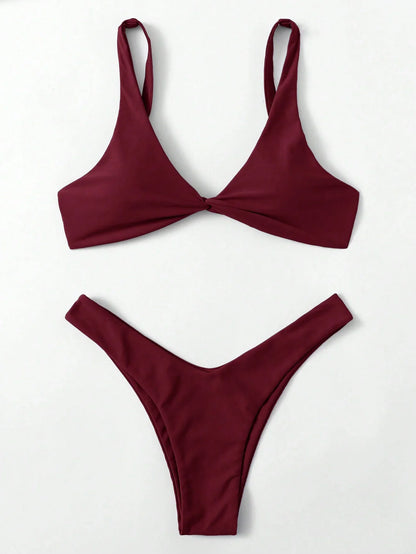 ZTVitality Solid Tie Sexy Bikini 2021 Hot Sale Padded Bra High Leg Bandage Push Up Bikini Set Brazilian Swimsuit Women Swimwear