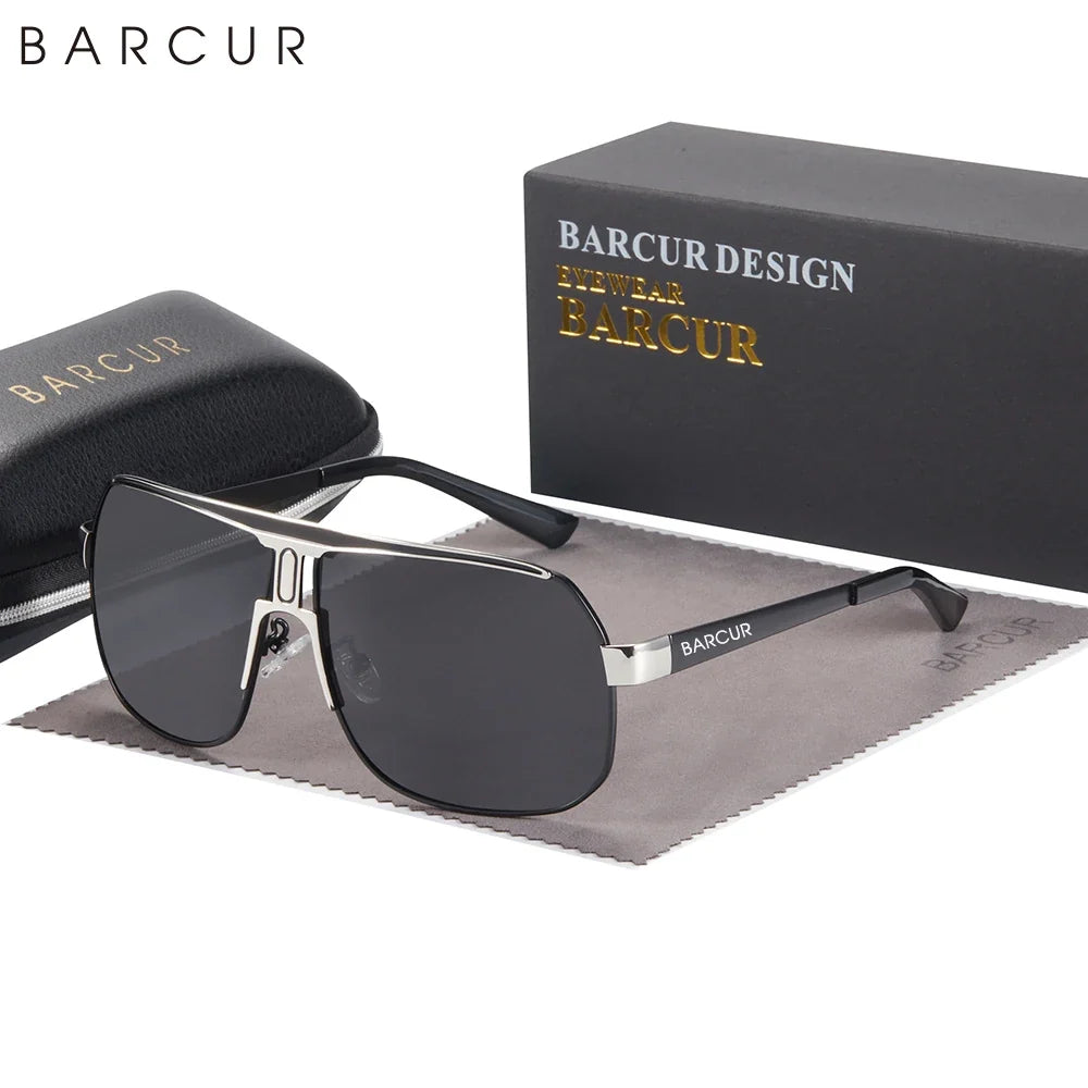BARCUR Polarized Sunglasses for Men – Trendy UV400 Gradient Lens Oval Comfortable Frame Sports Driving Hiking Fishing Outdoor Fashion Eyewear with Durable Stainless Steel Frame – Casual Apparel Accessory Gift for Him