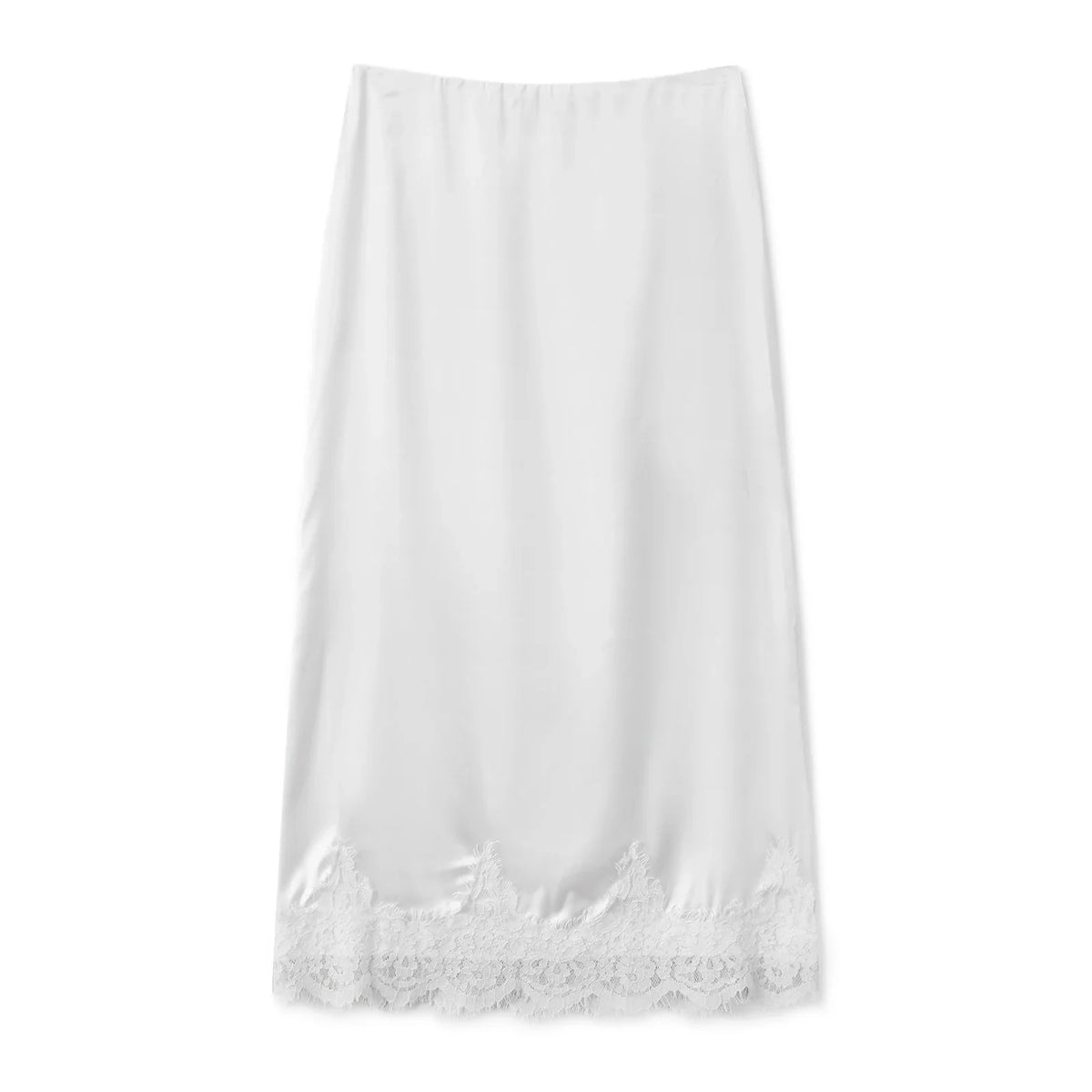 Women Solid Color Satin Long Skirs Elegant Low Waist Lace Patchwork Flowy Summer Skirt for Casual