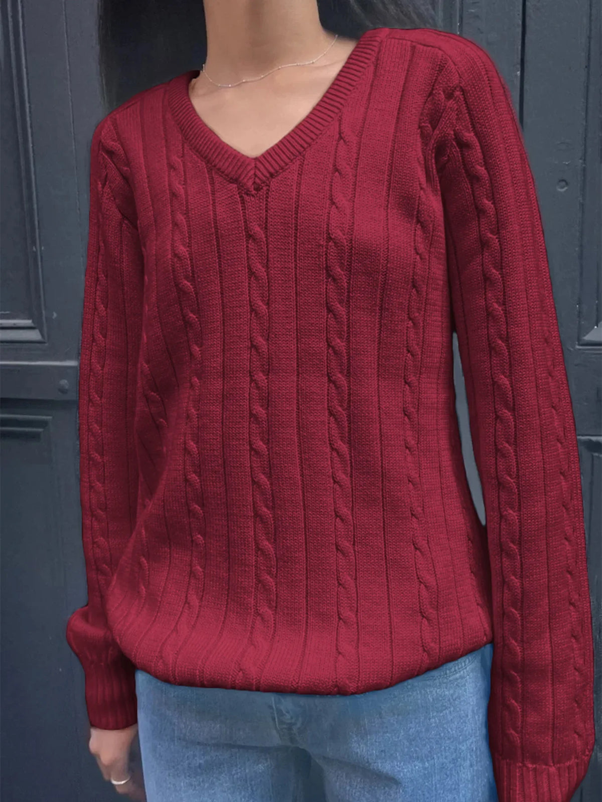 Phantasy Retro Solid Color Sweater Winter Women&