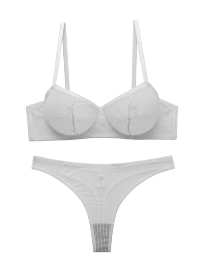Fashion Stripes Style Lace Lingerie Set Ultra-Thin Red Lace Bra &amp; Thong Sexy Ultra-Thin Underwear Set Ideal Gift for Her MR2864