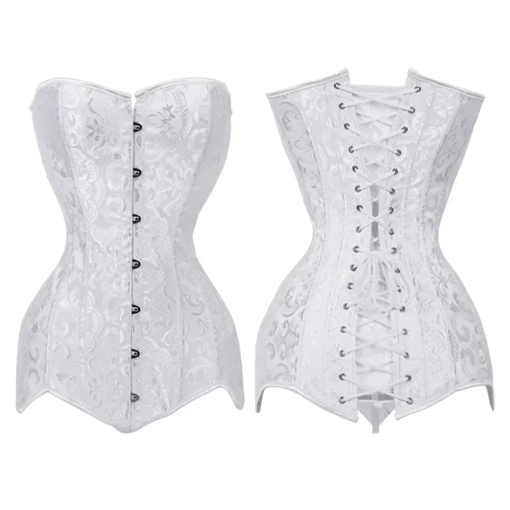 White Bridal Corselet Long Torso Waist Training Corset Lingrie Bones Overbust Hourglass Body Shaper Corset Size XS-6XL 942