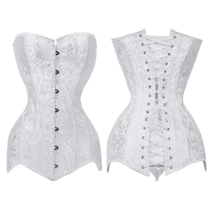White Bridal Corselet Long Torso Waist Training Corset Lingrie Bones Overbust Hourglass Body Shaper Corset Size XS-6XL 942