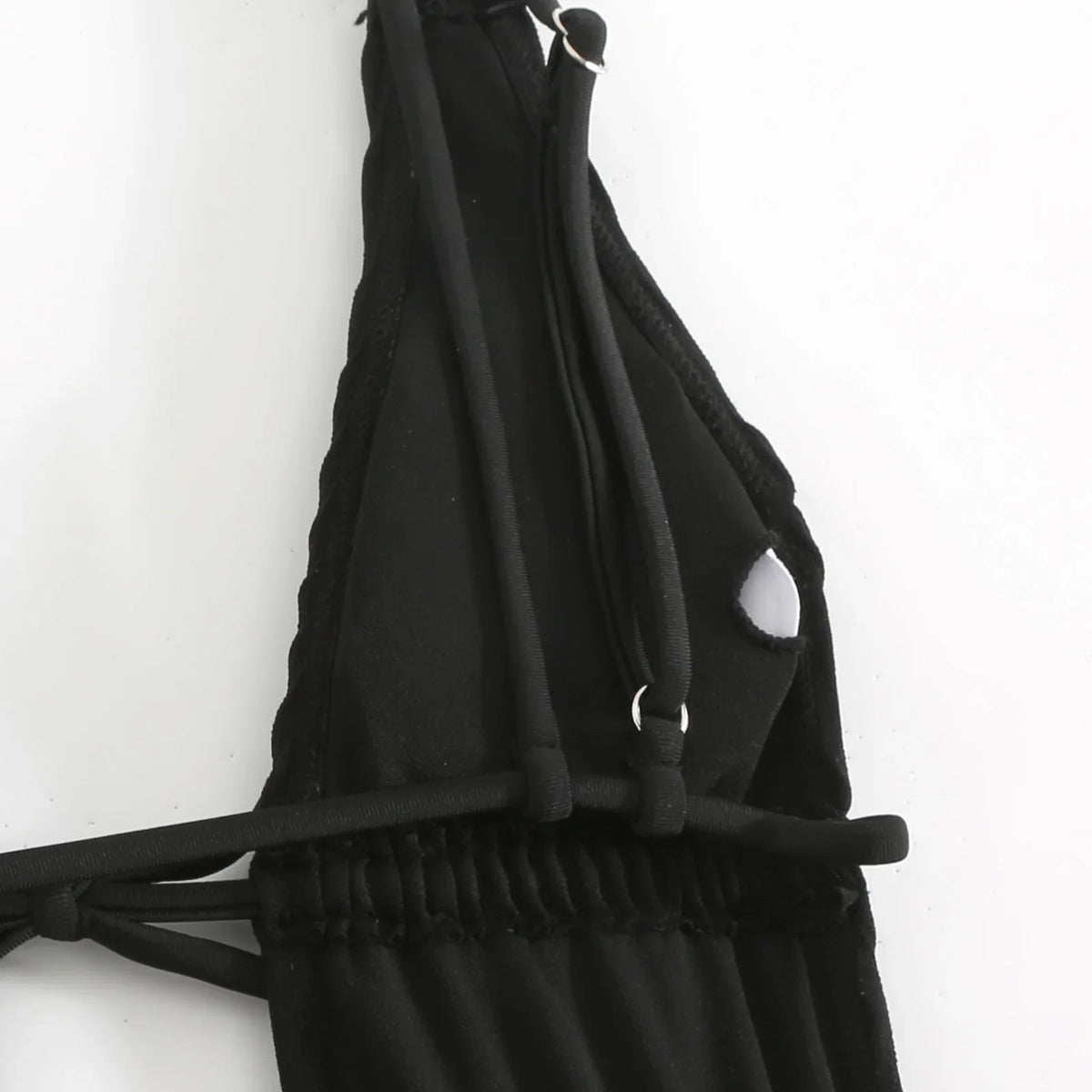 2026 New Deep V One Piece Black Swimsuit Halter Solid Color Women&