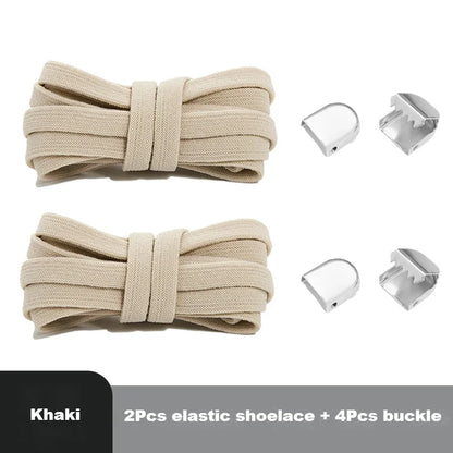 1 Pair Flat Elastic No-Tie Shoe Laces for Sneakers Tennis Shoes Quick Clip-On Shoelaces Accessories for Kids &amp; Adults