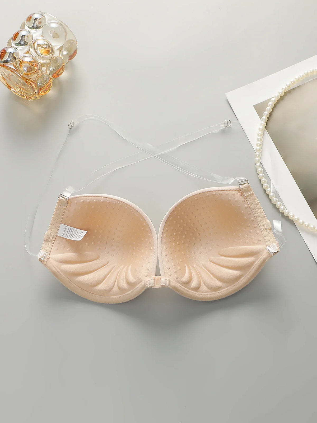 2 pieces of multi-color front button underwear summer beautiful back cross transparent sexy bra invisible braissere A2129