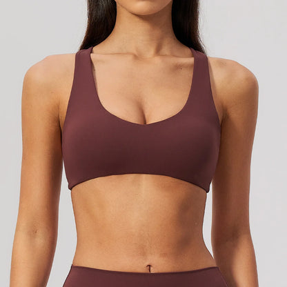 NCLAGEN Sport Bras Women High Support Fitness Underwear Back Cross Gym Clothes Training Solid Yoga Top Pilates Workout Tank