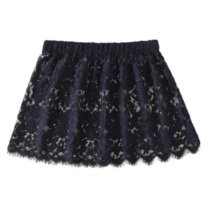 Women Eyelash Floral Lace Shirt Extender Adjustable Layered Faux Top Hem Lower Sweep Mini Skirt Half Slip Underskirt
