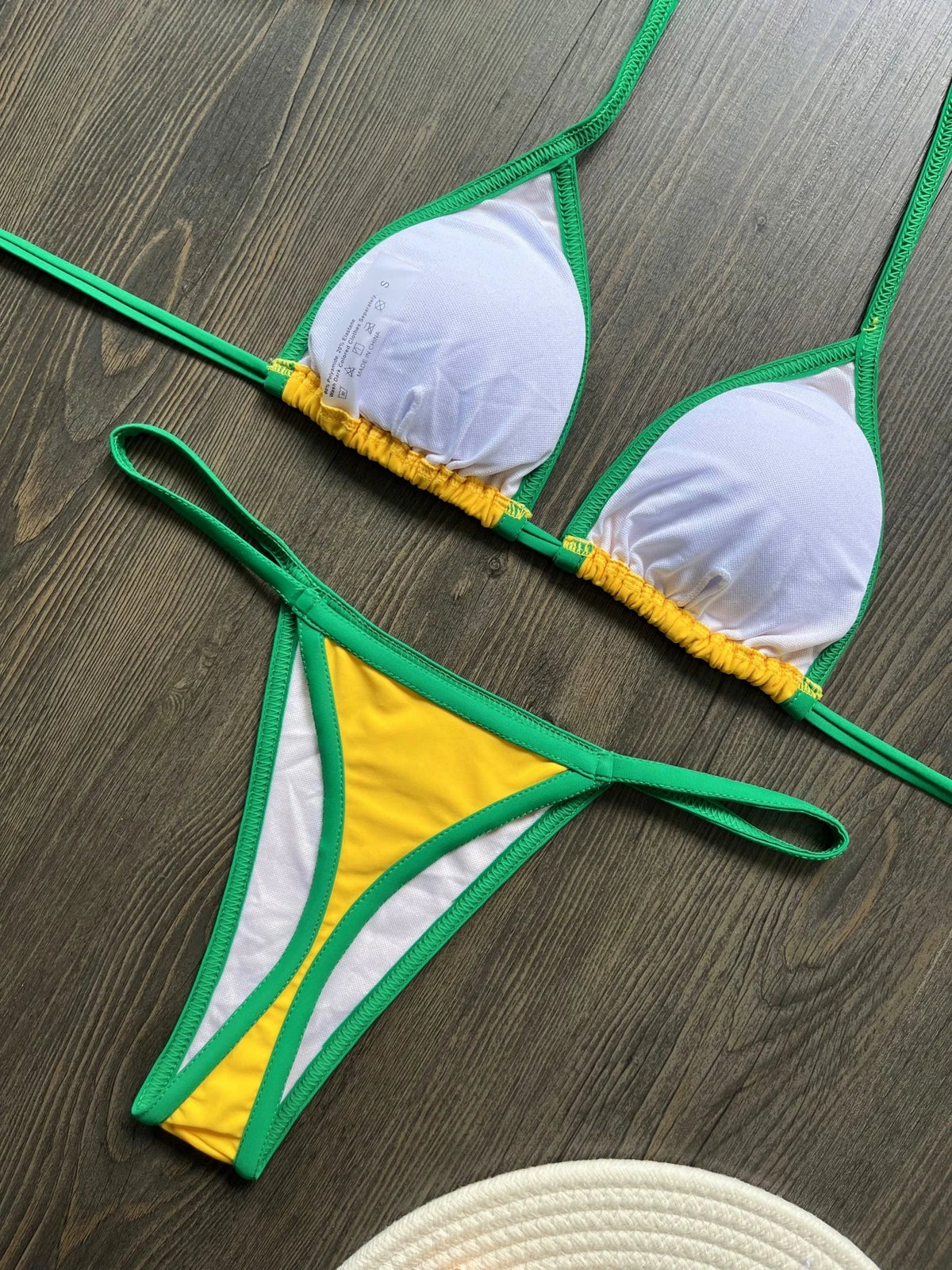 Solid color sexy embroidered Brazilian flag bikini set, women&