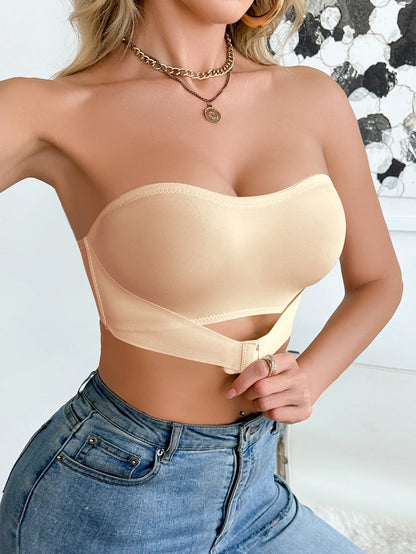 Summer Solid Color Strapless Wireless Women&