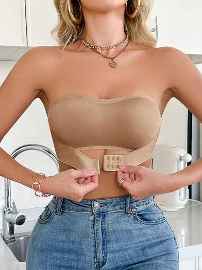 Summer Solid Color Strapless Wireless Women&