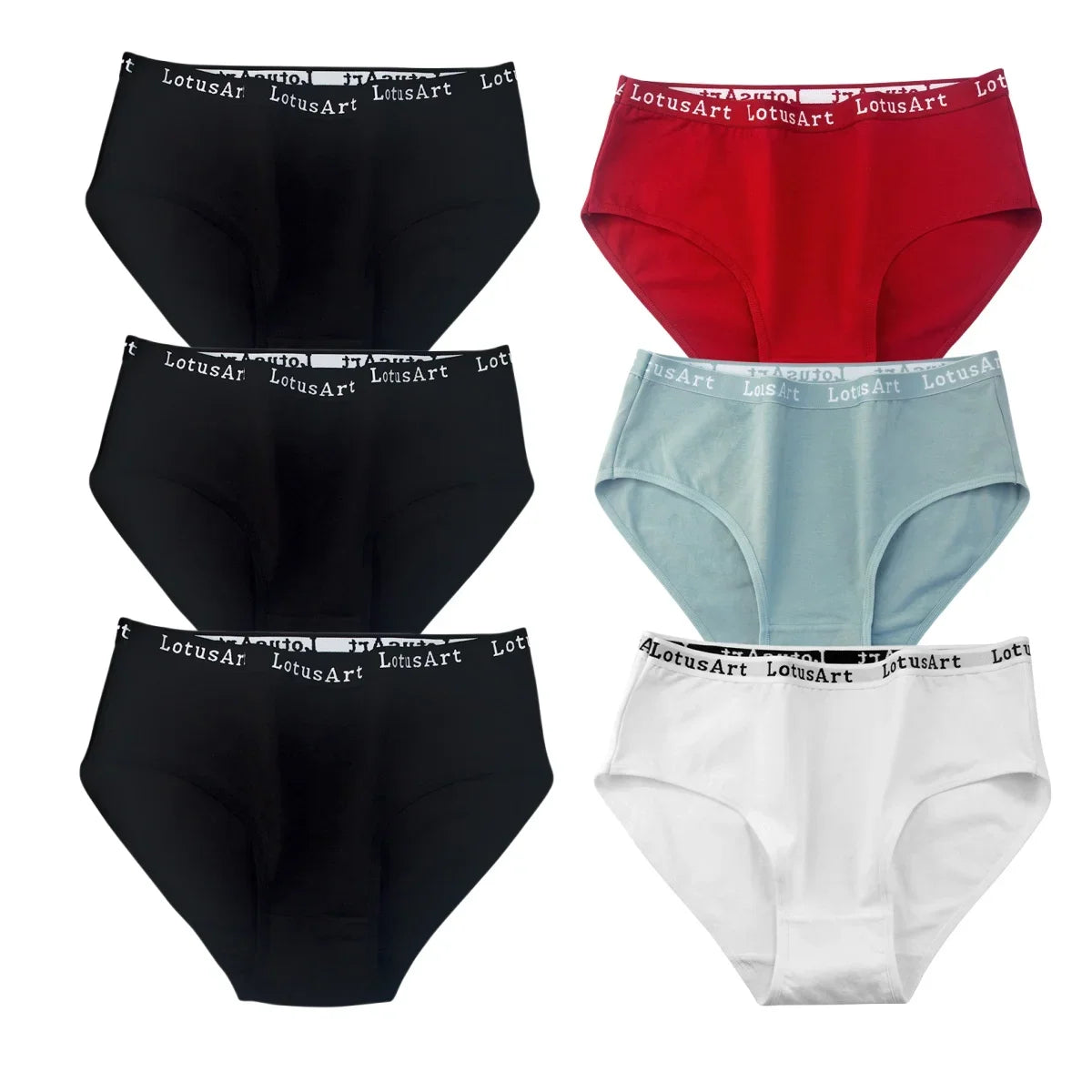 6Pcs/Set Women High Waist Cotton Briefs Letter Print Wide Waistband Panties Solid Color Full Coverage Hip Lifting Lingerie M-2XL