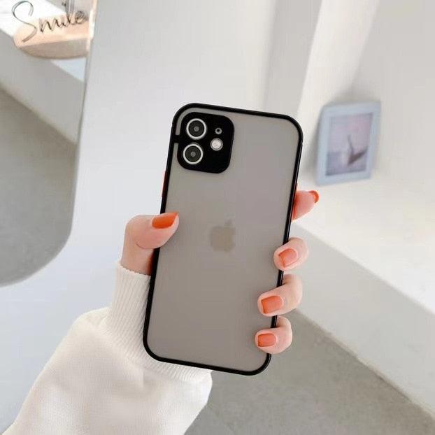 Simple White Camera Shockproof Silicone Phone Case For iPhone 13 Pro Max 14 Pro Protect Cover For Men Modern Translucent Back Cover Mobile case Compatible with iPhone