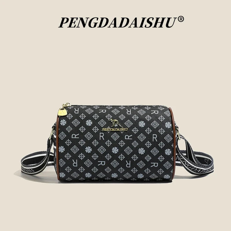 Alphabet Print Shoulder Bag For Women Rectangular Polyester Crossbody With Interior Slot Pocket