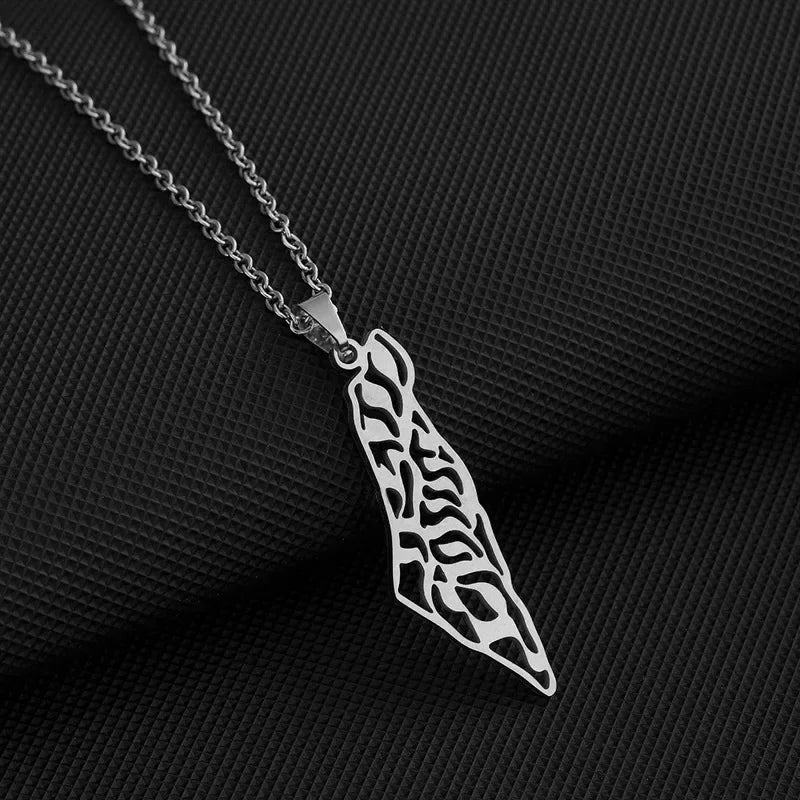 Palestine Map Necklace - Stainless Steel Pendant - Hypoallergenic &amp; Dainty