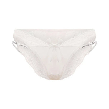 Rhinestones Girls Sexy G String Lace Panties Women Underwear Briefs Hollow Out Thong Transparent Lingerie Intimates