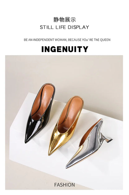 Design Fashion Platform Wedges High Heels Mule Women Slippers Concise Shallow Pointed Toe Party Dress Ladies Shoes 2026
