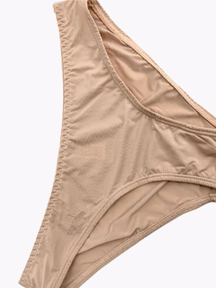 Simple, Smooth, Seamless, Solid Color, Mid-Low Waist Briefs for Women, Summer Ice Silk Women&