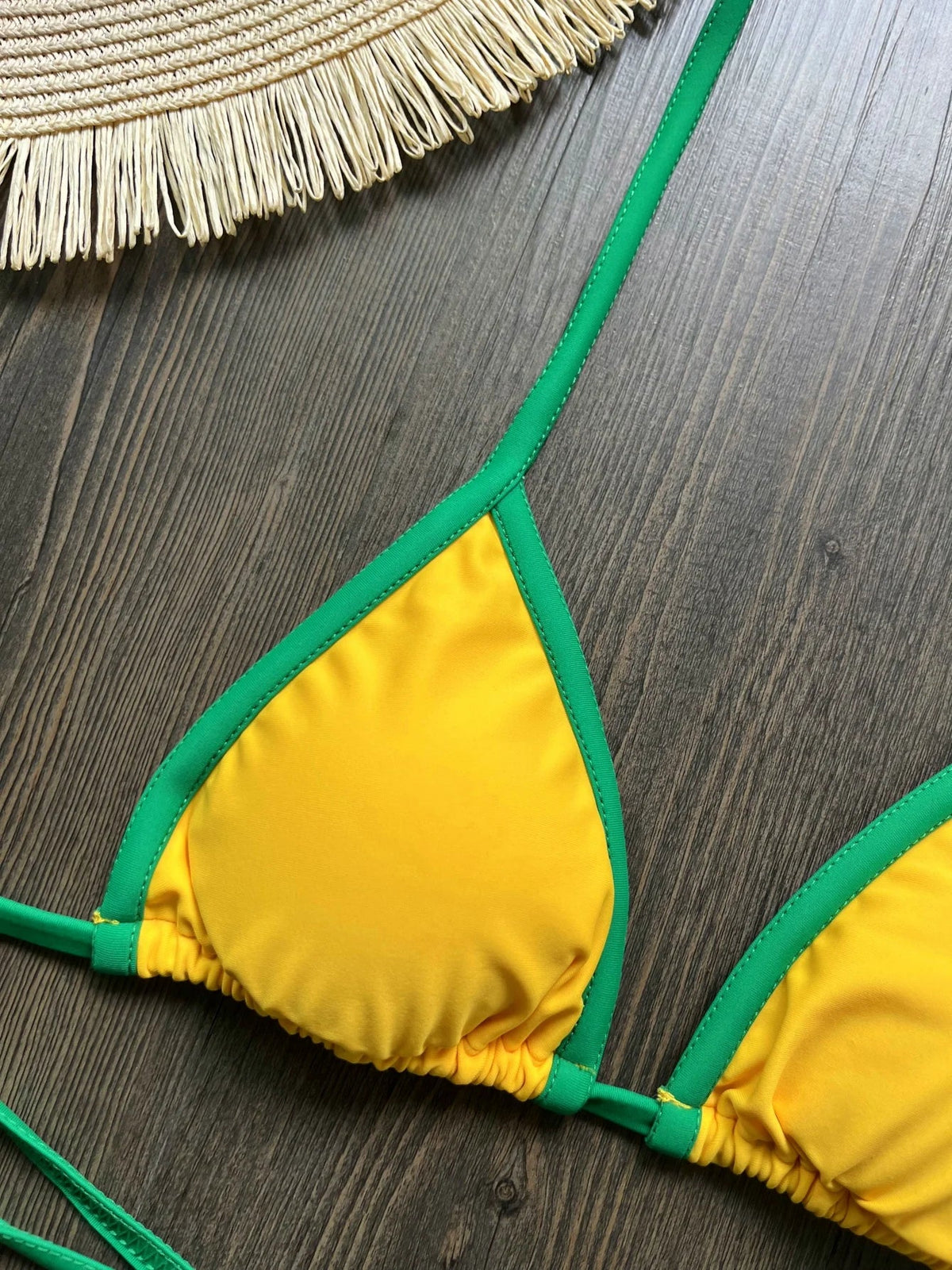 Solid color sexy embroidered Brazilian flag bikini set, women&