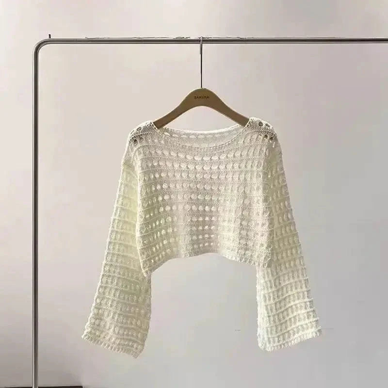 Boho Crochet Knit Crop Top for Summer Beach