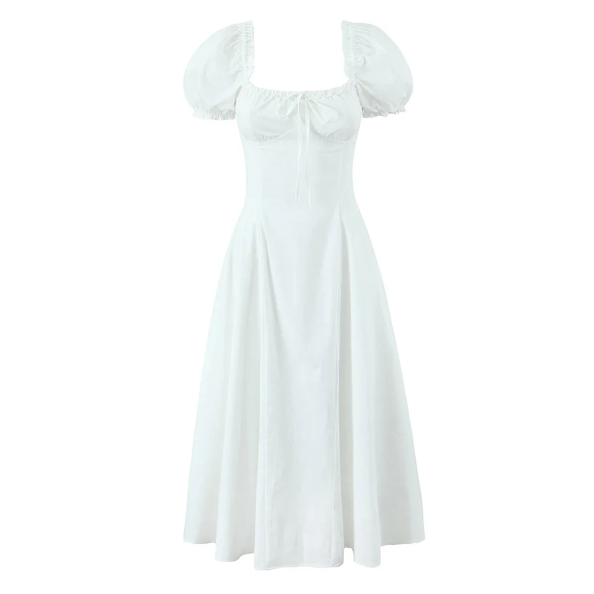 Bowknot Ruffles Light Blue Midi Dress Women&