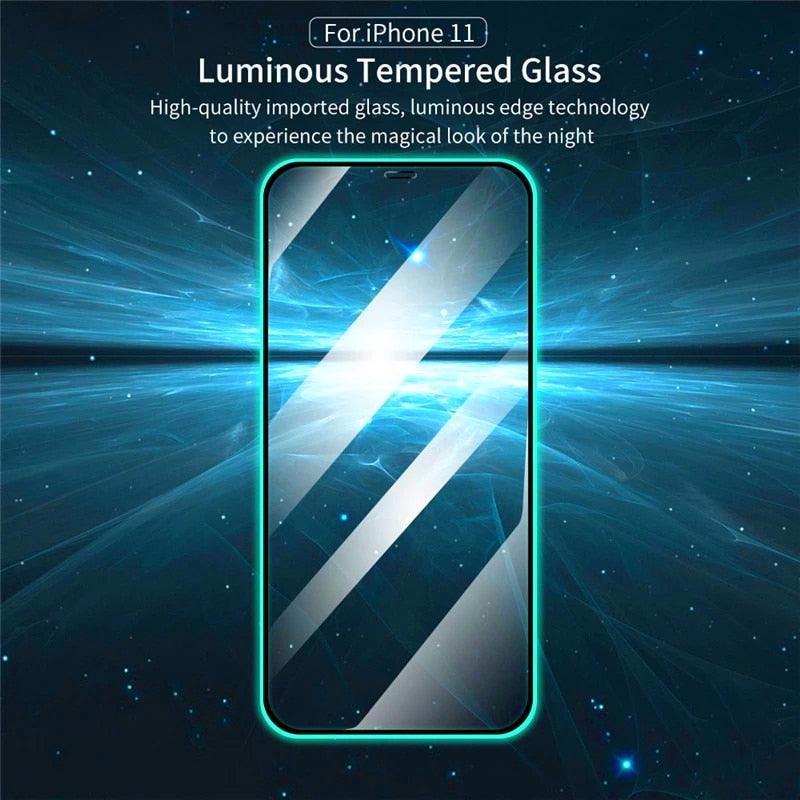 3Pcs Luminous Screen Protectors for iPhone 14 11 Pro Max 12 Mini XR X XS Glowing Tempered Glass for IPhone 13 Pro MAX 8 7 Plus Tempered-Glass Screen Protector Compatible with iPhone