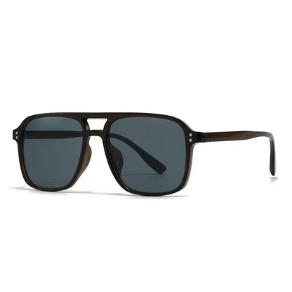 SO&amp;EI Fashion Double Bridges Square Rivets Women Sunglasses Retro Men Gradient Shades UV400 Sun Glasses