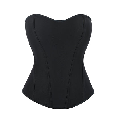 Women’s New Zipper Front Corset, Black Seamless Stretch Boned Bustier, Slimming Curve-Hugging Shapewear Top