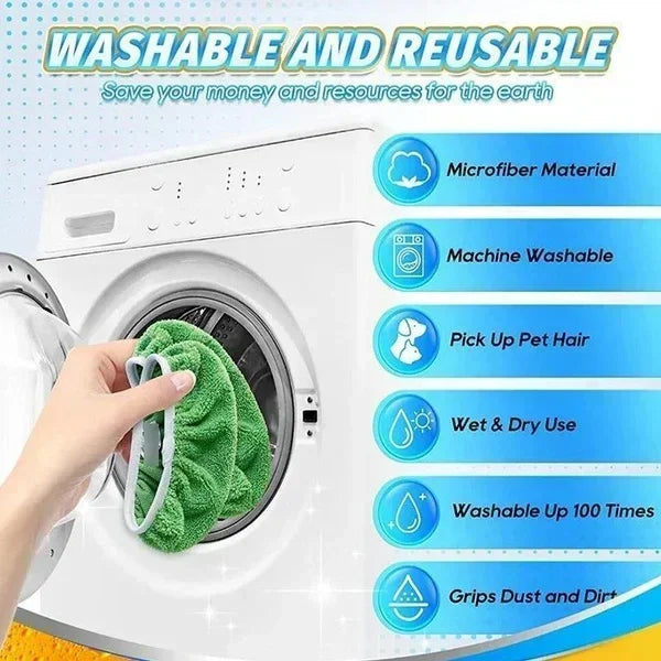 Eco-Friendly Mop Cover Set – 6-Pack Washable Flat Mop Pads for Dusting, Wet Mopping &amp; Pet Hair Pickup, Reusable Alternative to