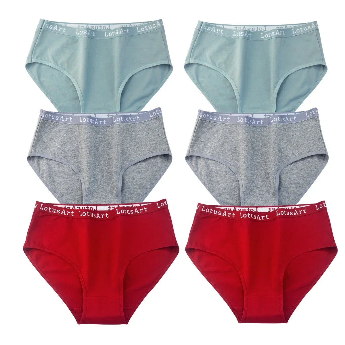 6Pcs/Set Women High Waist Cotton Briefs Letter Print Wide Waistband Panties Solid Color Full Coverage Hip Lifting Lingerie M-2XL
