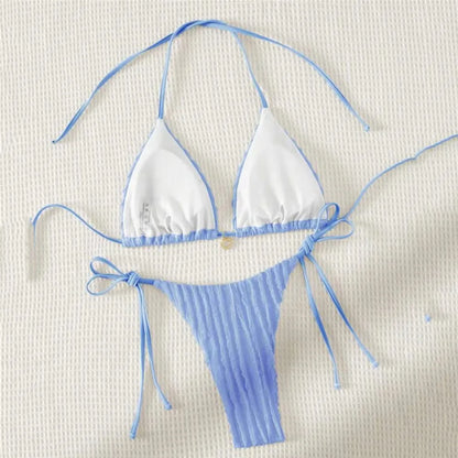Triangle Micro Bikini for Women Yellow String Halter Thong Sexy Swimsuit Heart Bead Swimwear Bathing Suit Mini Bikinis Sets 2026