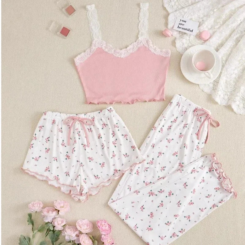 Three Piece Pajamas Set Women&
