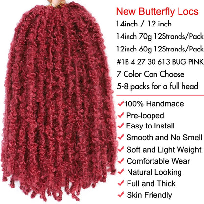 14 12 inch Butterfly Faux Locs Crochet Hair Braids Pre looped Distressed Goddess Butterfly Soft Locs Crochets Braids Cheveux Lok