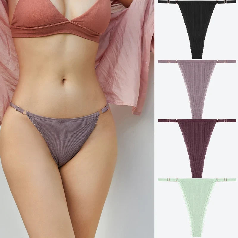 Comfortable Cotton Lace G-String Panties for Women
