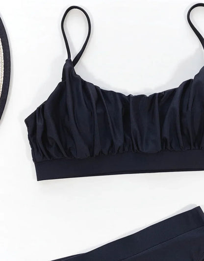 2026 Wrinkled Ruched High Waist Bikini Women Swimsuit Female Swimwear Two Pieces Bikini Set High Cut Bathing Suit Swim Beachwear