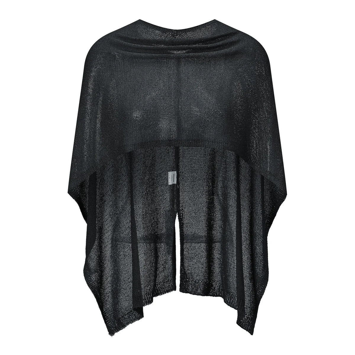 Womens See-through Knitted Cover-ups Poncho Solid Color Asymmetric Tops Cape for Daily Beach Shawl Summer Fall