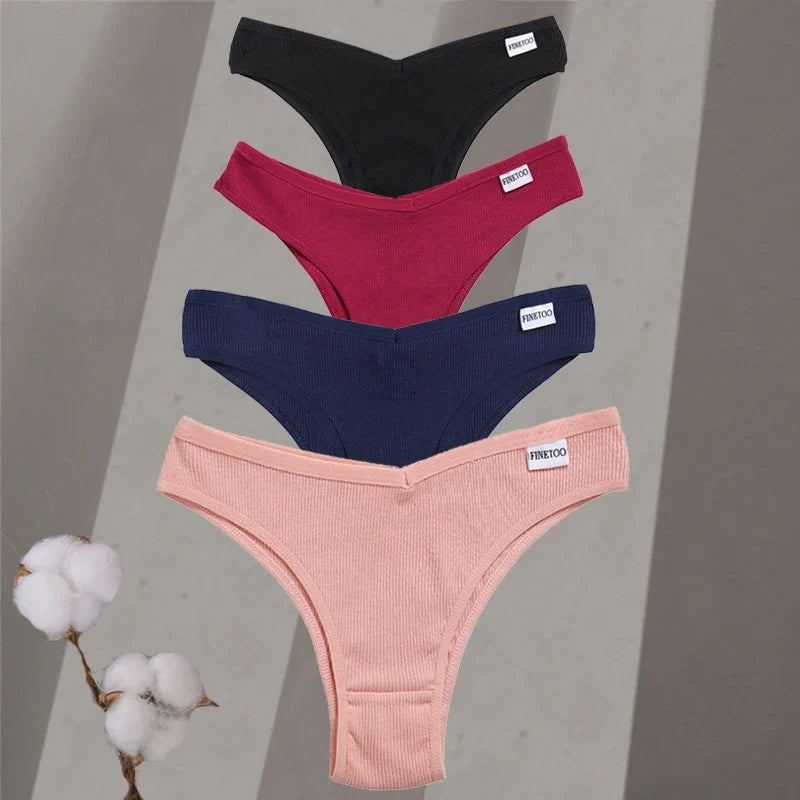 Premium Cotton Brazilian Panties – 4-Piece Set for Women