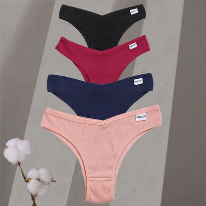 Premium Cotton Brazilian Panties – 4-Piece Set for Women