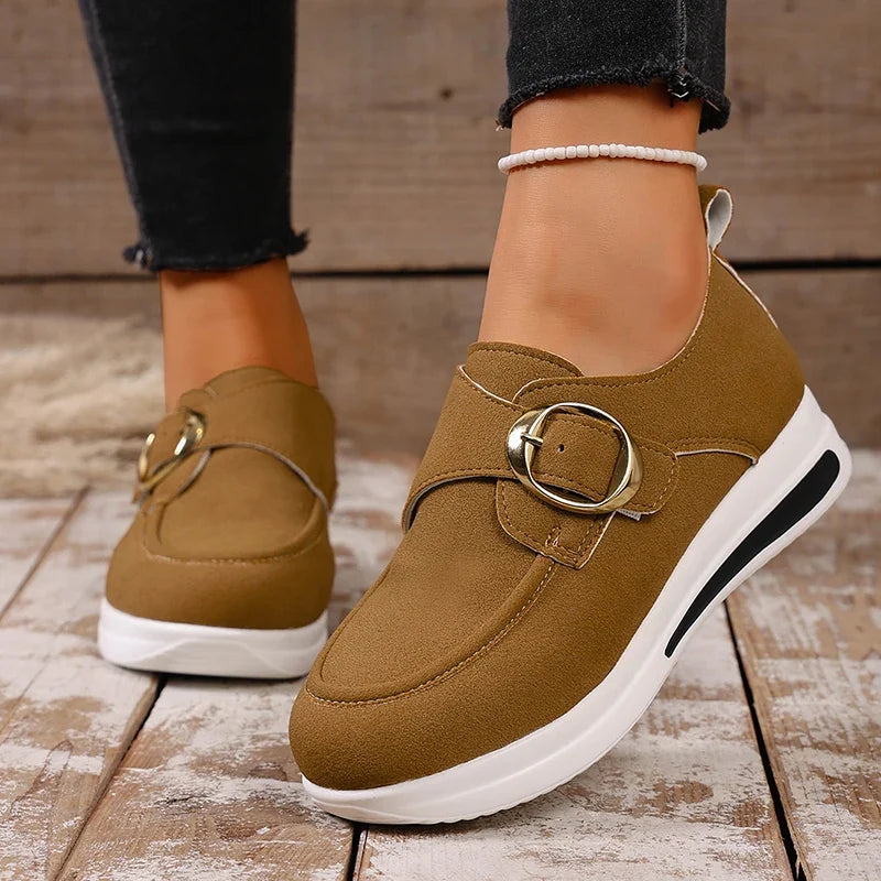 2025 Faux Suede Platform Loafers Women Lightweight Slip On Thick Sole Sneakers Woman Plus Size 43 Comfort Non Slip Casual Shoes