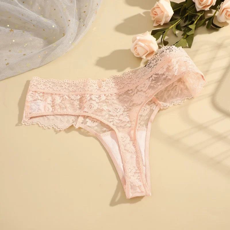 3-Piece Lace Thong Panties for Women – Seamless, Low-Rise Lingerie