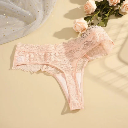 3-Piece Lace Thong Panties for Women – Seamless, Low-Rise Lingerie