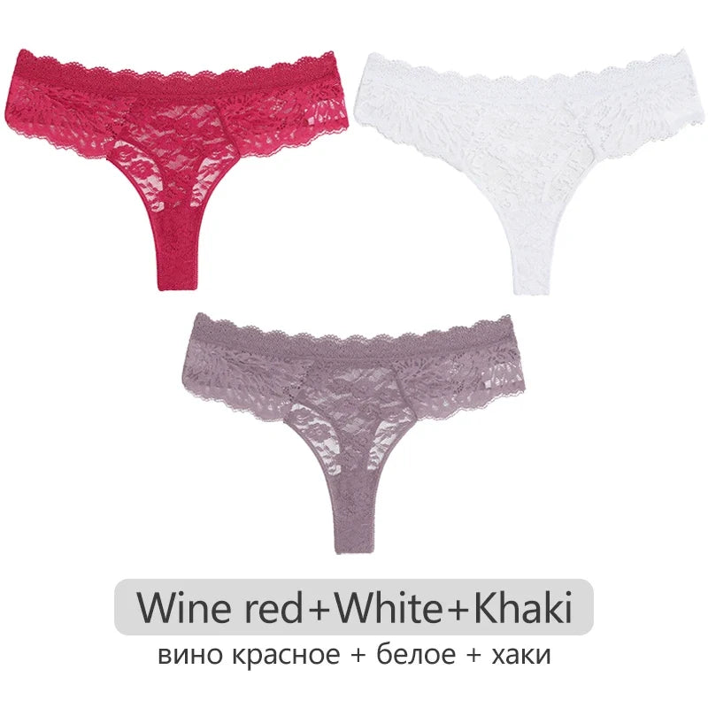 Full Lace Thongs – 3-Piece Lingerie Set for Women