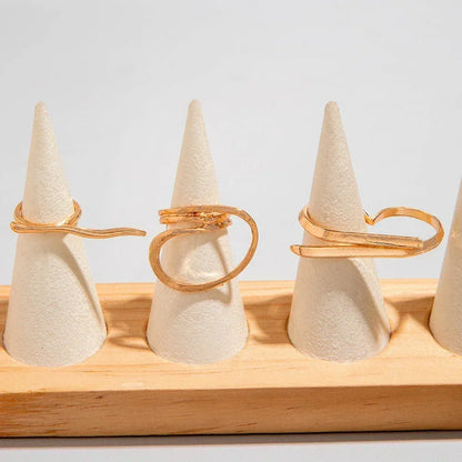 Docona Fashion Elegant Stacking Gold Colour Rings Geometric Design Ring Set Accessories Daily Festival Party Gifts 27910